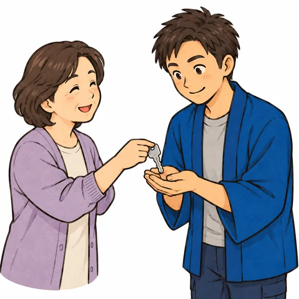 カギを受け取るたくみさん